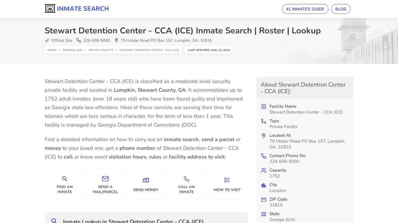 Stewart Detention Center - CCA (ICE) Inmate Search ...