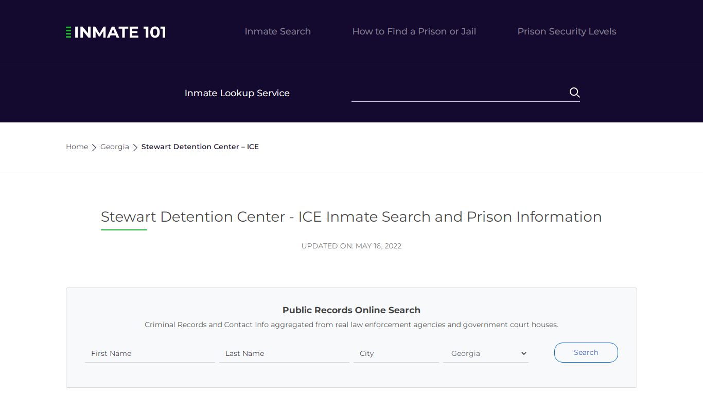 Stewart Detention Center - ICE Inmate Search, Visitation ...